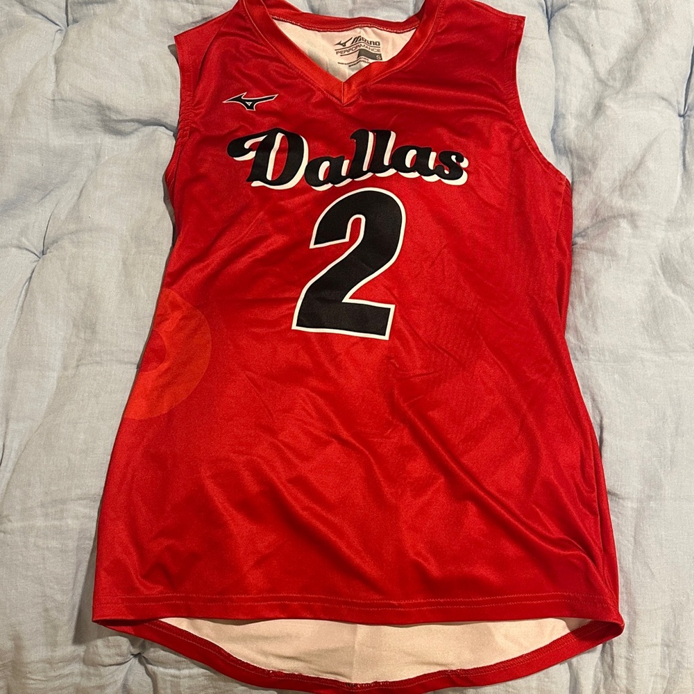 Red Dallas Sleeveless Jersey with its sleeves